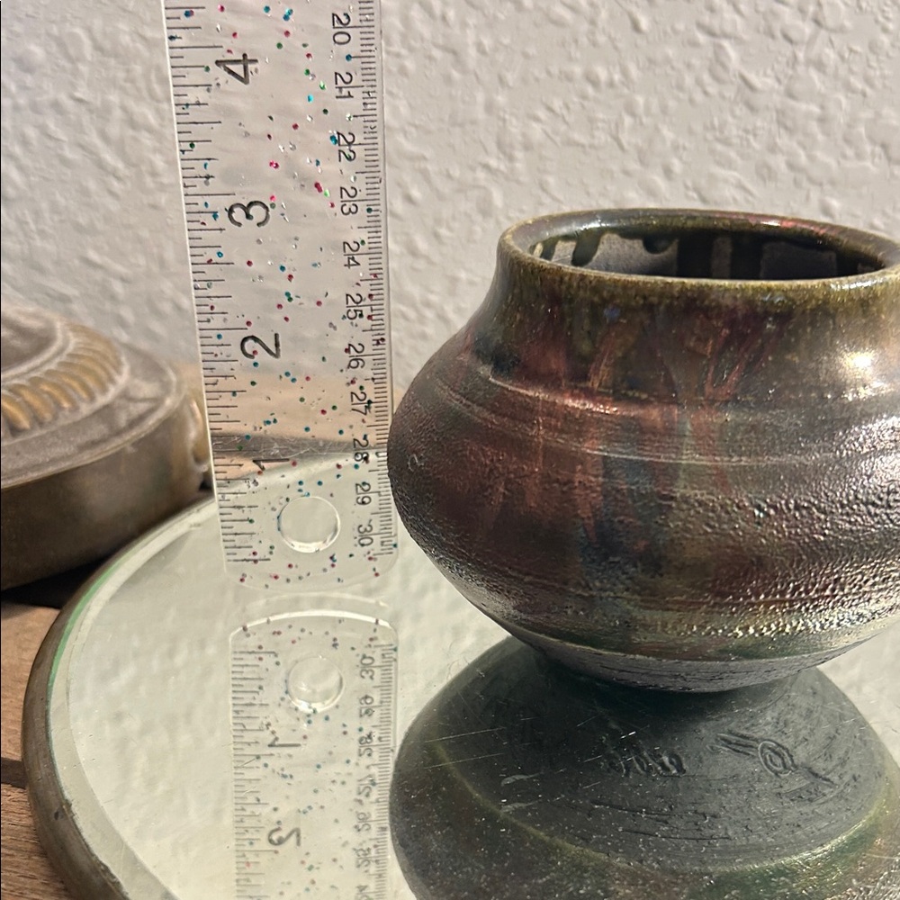Handcrafted Iridescent Raku Pottery Vase - Multicolor - Picture 4 of 14